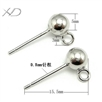 925银5mm耳珠吊，规格：珠：0.8x5x15.5mm，饰品配件批发，珍珠耳钉配件，耳钉