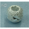925银钉沙车花珠，外径：6mm，孔径：2.3mm，925银饰配件批发，磨砂银珠，银珠DIY