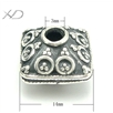 银泰银配件，规格：10x14mm，925银饰仿古配件，方形隔珠，银做旧