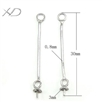 925银方蛇耳线吊3mm珠盘，规格：0.8x30mm，耳环配件银，珍珠吊坠扣 银diy，