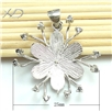 925银镀白金瓜子吊花形花托，规格：25mm，银饰珍珠托，珍珠耳环银，珍珠耳钩925