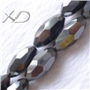 黑胆石多面橄榄珠，规格：6x12mm，长度：40cm，黑胆石珠子批发