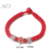 丝光绳编织手链，镀两色金珠子，规格：7mm，时尚手链绳，红手绳手工编织红绳，手工编织手绳
