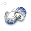 925银时尚仿水晶耳环，规格：12x9mm，高档耳环，弧形银耳钉，耳环批发