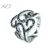 925银时尚花冠形戒指，宽：19mm，银首饰，925银戒指，戒指女