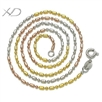 925银车闪花长短珠镀彩金项链，规格：1.5mm，尺寸：18寸（45厘米），银项链，项链 女，彩金链