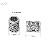 925银如意纹直管配件，规格：6.8x9mm 孔径：4.6mm，泰银珠，泰银直管，串珠配件