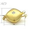 925银方形单排扣镀黄金，规格：12.8x16mm，银饰批发，DIY手链扣批发，珍珠项链扣
