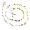 925银小菱形链镀彩金项链，规格：2mm 尺寸：16寸（40厘米），925银饰品，银项链，彩金项链