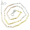 925银扭十字间扭片镀彩金项链，规格：1.3mm ，银项链，项链三色，925