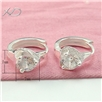 925银心形镶锆耳环，规格：7x7mm， 银首饰，925银耳环，耳环时尚批发