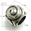925银潘家大孔珠子，规格：8.5x10.1mm 孔：5.4mm，银饰批发，复古配件 串珠，泰银配件 隔珠