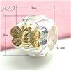 925银蝴蝶形潘家珠子镀黄金，规格：7x8mm，孔径：4.5mm，潘家银饰配件，银珠子 925，手链隔珠隔片