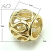 925银镂空潘家珠子镀黄金，规格：7x8mm，孔径：5mm，潘家银珠，镂空银珠，925银珠