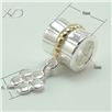 925银花形潘家珠子镀黄金，规格：6.5x8mm，孔径：5mm，潘家饰品配件，银珠手串，925银珠