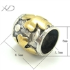 925银油黑四叶草潘家珠子镀黄金，规格：8x8.5mm，孔径：5.5mm，925潘家珠子，925银珠，银珠手串