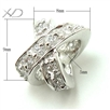 925银X形镶锆潘家珠子，规格：8x9mm，孔径：5mm，925银饰，隔珠批发，925银珠