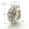 925银镶锆潘家珠子，规格：4.5x9.3mm，孔径：4.5mm，925潘家珠子，隔珠配件批发，银珠手串