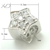 925银星形镶锆潘家珠子，规格：8.5x9.5mm，孔径：5mm，潘家大孔珠子 ，隔片隔珠批发，银珠手串