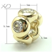 925银镶锆潘家珠子镀黄金，规格：5x9.5mm，孔径：4.5mm，潘家饰品批发，925银隔珠，银珠子