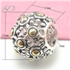 925银镂空潘家珠子，规格：13x15mm，孔径：6mm，925银饰，镂空银珠，925银珠