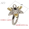 925银紫荆花珠戒托双色金（适合镶嵌10-11mm的珠子），规格：20mm，925银戒托 空托，戒指 空托 银，戒指托 diy