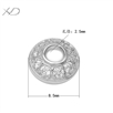 925银镶锆圆边花帽镀白金，规格：8.5mm 孔径：2.5mm，银花托 大，925银花托隔珠，银配件花托，