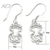 925银人偶形耳钩镀白金，规格：17.4mm，银配件，挂式耳饰，长耳环时尚