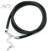 925银胶绳弹簧扣加尾链加水滴，规格：3mm 尺寸：18寸，银首饰绳，吊坠绳，黑色项链绳
