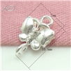 925银蝴蝶形形双吊，规格：7x10.5mm，银饰配件，手串小挂件，银蝴蝶挂件